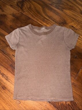 Striped Tan & Cream Short Sleeve Brandy Tee